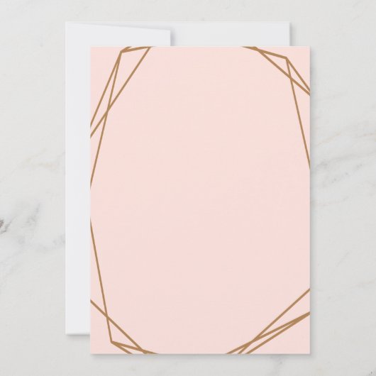 Botanische blos roze bloemige geometrische bruilof kaart (Achterkant)