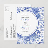 Botanische Blue Chinoiserie Wedding Save the Date