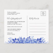 Botanische Blue Chinoiserie Wedding Save the Date Aankondigingskaart (Achterkant)