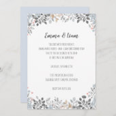 Botanische Blue Floral Wedding Invitation Kaart (Voorkant / Achterkant)