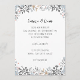 Botanische Blue Floral Wedding Invitation Kaart