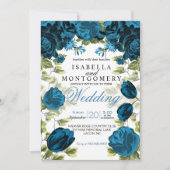 Botanische Blue Floral Wedding Kaart (Voorkant)
