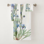 Botanische Blue Iris Flowers Redoute Bath Towel Se Bad Handdoek (Insitu)