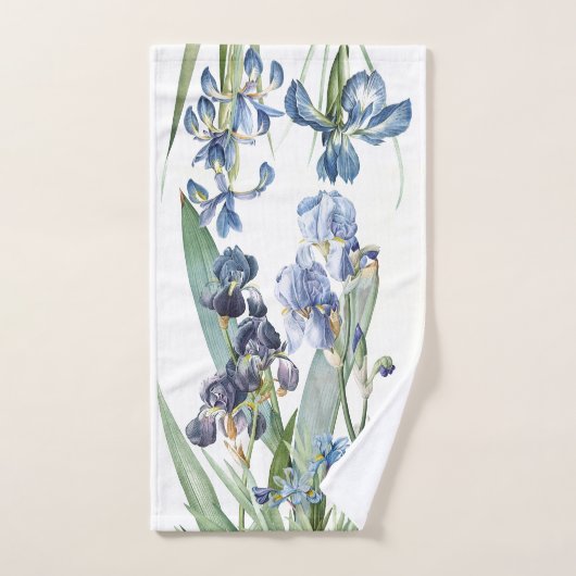 Botanische Blue Iris Flowers Redoute Bath Towel Se Bad Handdoek (Handdoek)