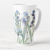 Botanische Blue Iris Flowers Redoute Latte Mok (Rechterhoek)