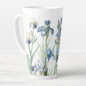 Botanische Blue Iris Flowers Redoute Latte Mok (Linkerhoek)