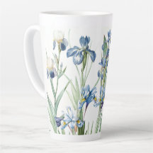 Botanische Blue Iris Flowers Redoute Latte Mok