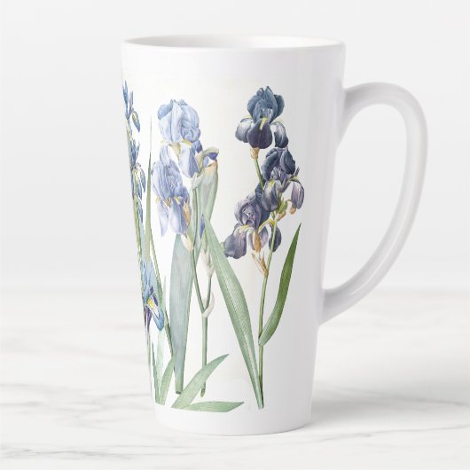 Botanische Blue Iris Flowers Redoute Latte Mok (Rechts)