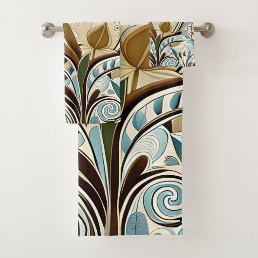 Botanische Blues en Bruinen Bad Handdoek (Insitu)