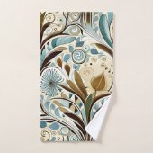 Botanische Blues en Bruinen Bad Handdoek (Handdoek)
