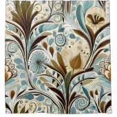 Botanische Blues en Bruinen  Douchegordijn (Voorkant)