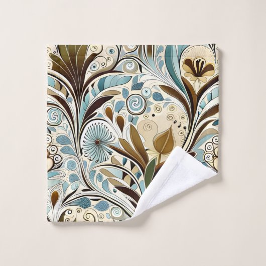Botanische blues en bruinvissen bad handdoek (Wasdoekje)