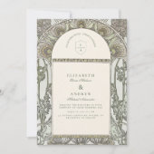 Botanische Blush Arch Art Nouveau bruiloft Kaart (Voorkant)