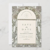 Botanische Blush Arch Art Nouveau bruiloft Save The Date (Voorkant)