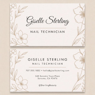 Botanische Blush Black Nail Technician Beauty Visitekaartje
