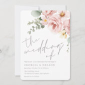 Botanische Blush Bloemen Moderne bruiloft Kaart (Voorkant)