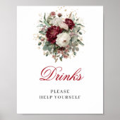 Botanische Blush Bourgogne Drinken Poster Bord (Voorkant)