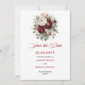 Botanische Blush Bourgogne Groene Save The Date (Voorkant)