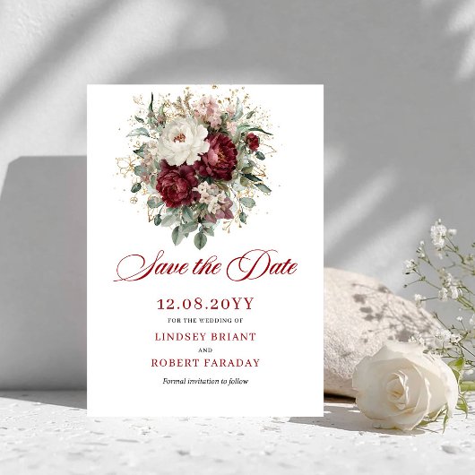Botanische Blush Bourgogne Groene Save The Date