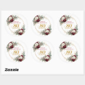 Botanische Blush Burgundy 80ste Verjaardag Sticker (Vel)