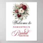 Botanische Blush Burgundy Bruiloft Feest Welkom Poster (Voorkant)