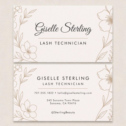 Botanische Blush en Black Lash Technician Beauty Visitekaartje