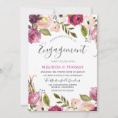Botanische blush Floral Elegant Engagement Party Kaart (Voorkant)
