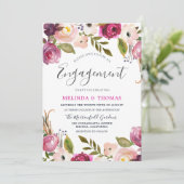 Botanische blush Floral Elegant Engagement Party Kaart (Staand voorkant)