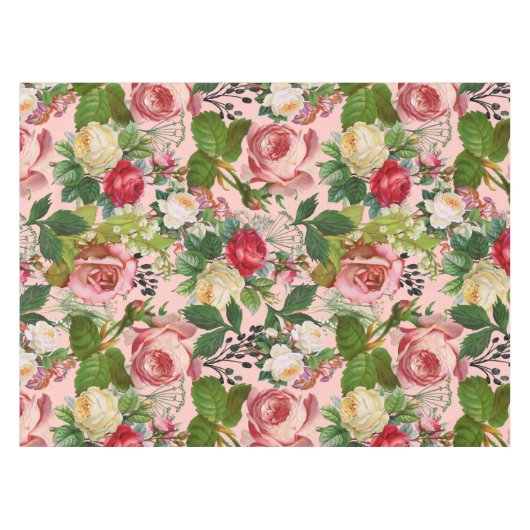 botanische, blush Floral Roos Illustratie, Tafelkleed (Voorkant (Horizontaal))