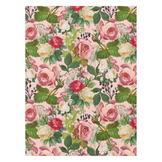  botanische, blush Floral Roos Illustratie, Tafelkleed (Voorkant)