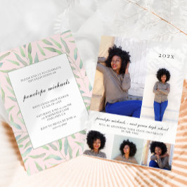 Botanische Blush Foto Collage Graduation Party Kaart