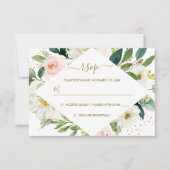 Botanische Blush Gouden Bloemen Huwelijk RSVP (Voorkant)