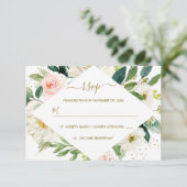 Botanische Blush Gouden Bloemen Huwelijk RSVP (Staand voorkant)