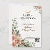 Botanische Blush Gouden Wimper Tech Kerst Studio Feestdagenkaart (Voorkant)