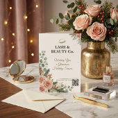 Botanische Blush Gouden Wimper Tech Kerst Studio Feestdagenkaart