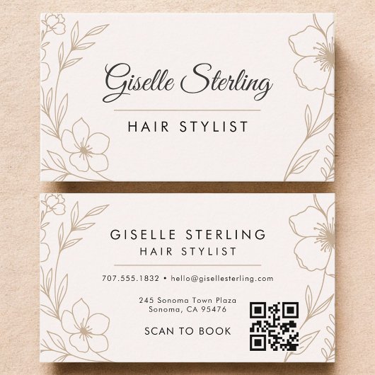 Botanische Blush Hair Stylist QR Code Floral Visitekaartje