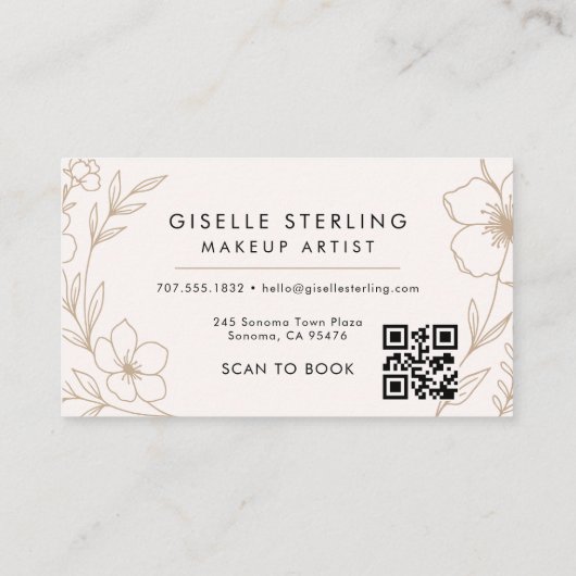 Botanische Blush Make-up Artist QR Code Schoonheid Visitekaartje (Achterkant)
