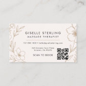 Botanische Blush Massage Therapeut QR Code Bloemen Visitekaartje (Achterkant)