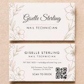Botanische Blush Nail Technician QR Code Floral Visitekaartje