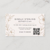Botanische Blush QR Code Esthetician Floral Visitekaartje (Achterkant)