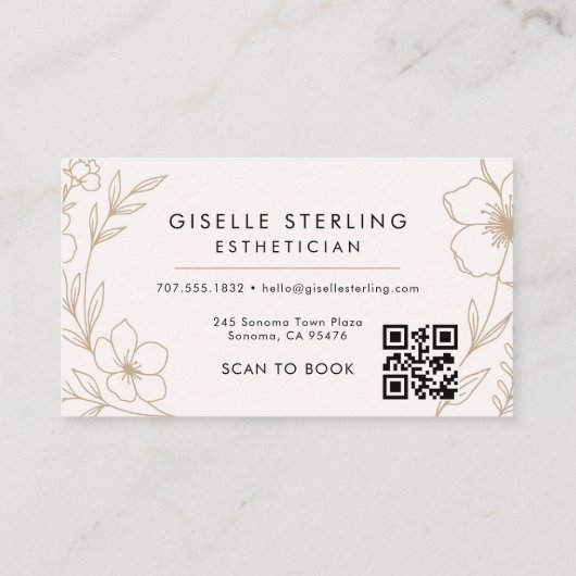 Botanische Blush QR Code Esthetician Floral Visitekaartje (Achterkant)