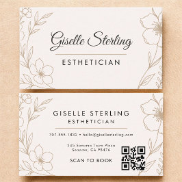 Botanische Blush QR Code Esthetician Floral Visitekaartje