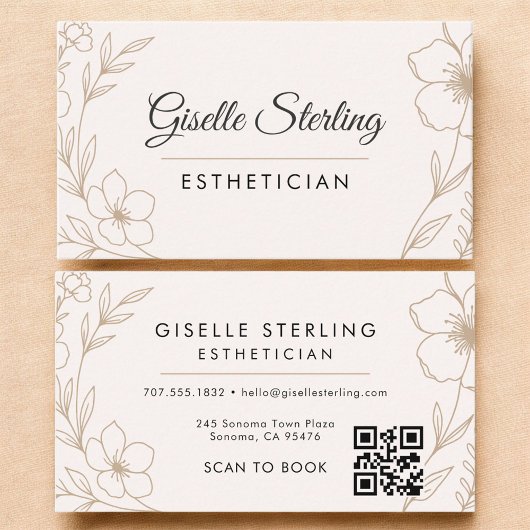 Botanische Blush QR Code Esthetician Floral Visitekaartje
