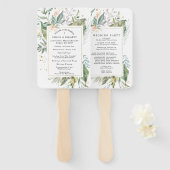 Botanische Blush Roze Bloemen Bruiloft Programma Handwaaier (Voorkant en achterkant)