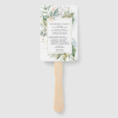 Botanische Blush Roze Bloemen Bruiloft Programma Handwaaier (Achterkant)