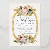 Botanische Blush Roze Bloemen Elegant Vrijgezellen Folie Uitnodiging (Voorkant)