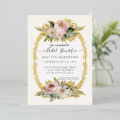 Botanische Blush Roze Bloemen Elegant Vrijgezellen Folie Uitnodiging (Staand Voorkant)