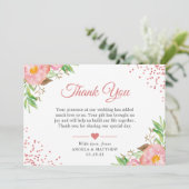 Botanische Blush Roze Bloemen Stippen Bruiloft Dan Bedankkaart (Staand voorkant)