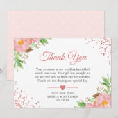 Botanische Blush Roze Bloemen Stippen Bruiloft Dan Bedankkaart (Voorkant / Achterkant)
