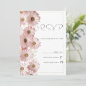 Botanische blush roze goud daisy floral RSVP Kaart (Staand voorkant)